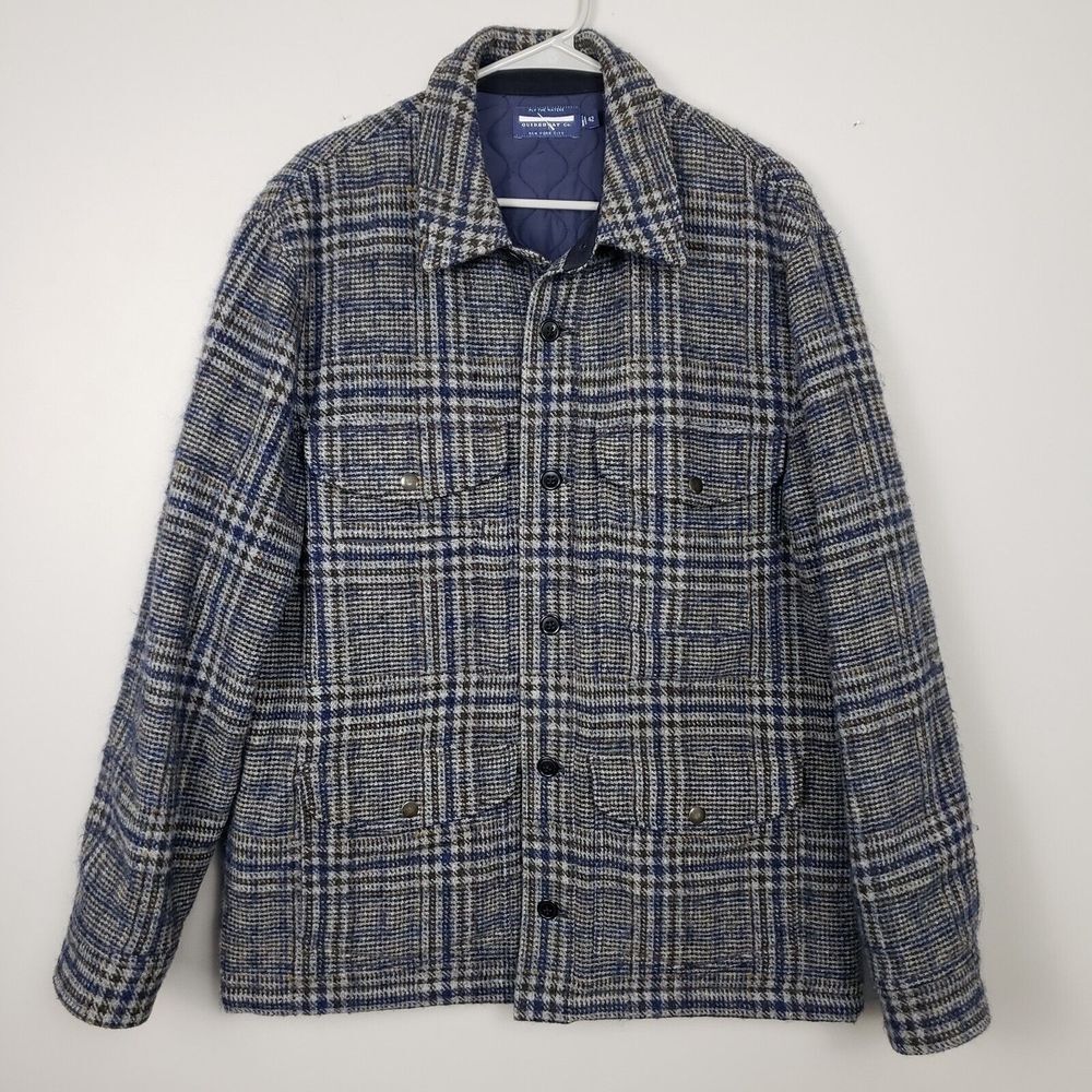 Guideboat Mens Alpaca Wool Tweed Jacket Size 42 Lined Insulated Coat Plaid